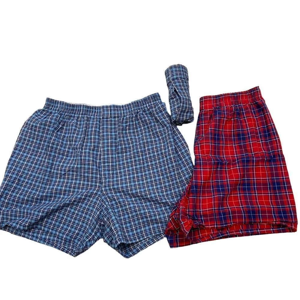 Lot of three Pairs Mens‎ Fruit of the Loom Plaid Loose Fit Boxer Shorts Small
